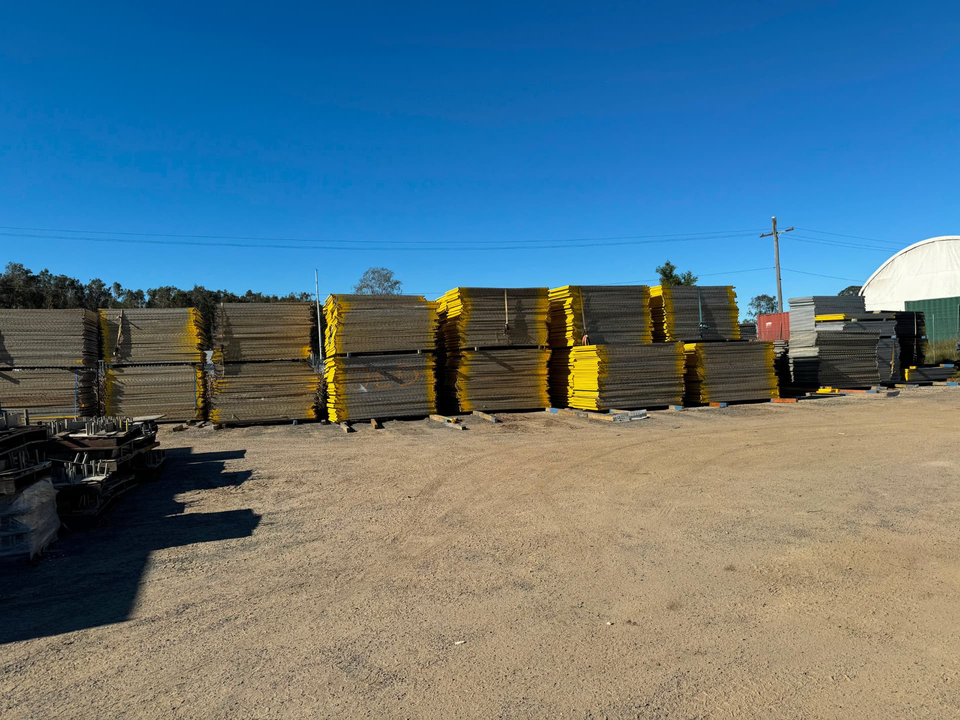 Temporary fencing stock stacked at the depot