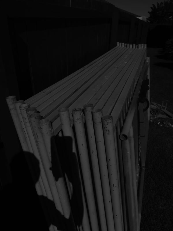 Temporary fencing panels stacked ready for installation