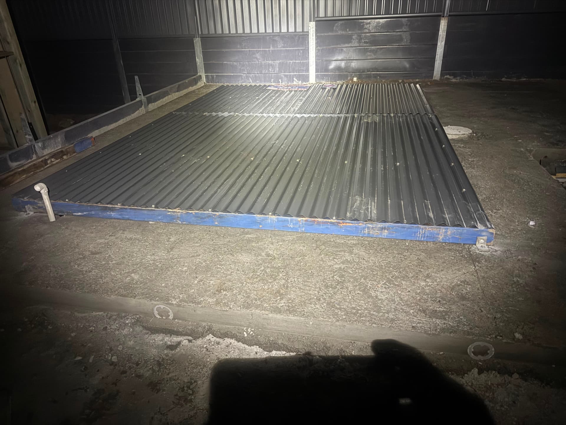 Weighted pool platform panel in the yard