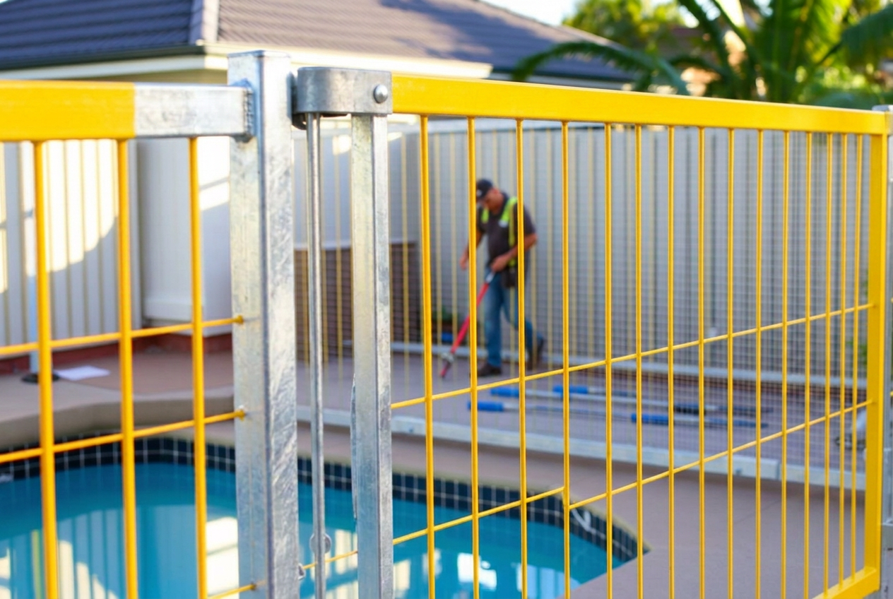 Aus Fence Hire crew on site in Brisbane
